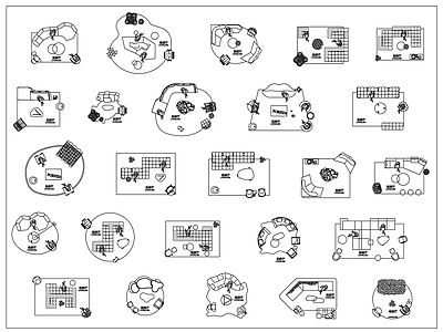 现代家具图库 沙发平面图 网红家具图库 施工图