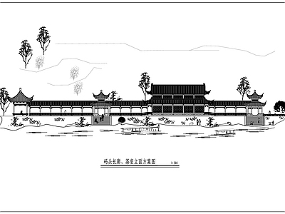 中式新中式景观平面图 码头 茶室 施工图