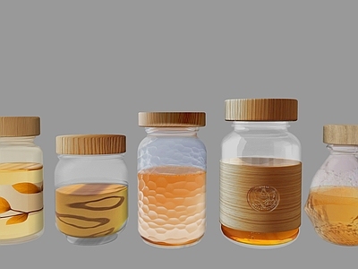 原木风厨房用品组合 玻璃罐 蜂蜜