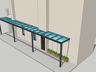 现代简约雨棚 钢结构玻璃雨棚