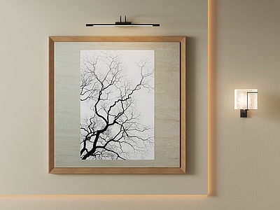 奶油风挂画 侘寂中古挂画 肌理画 黑白挂画 树枝装饰画