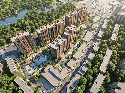 美式小区建筑 住宅小区