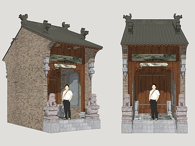 新中式古建筑 山西民居 民居入户门 大院入户门 民居建筑院门