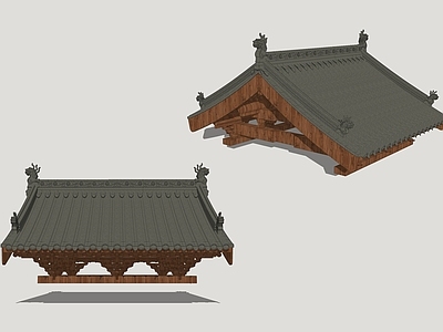 新中式古建筑 屋檐 传统建筑屋檐 屋顶 古建构件