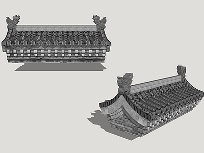 中式古建筑 屋顶屋檐 屋脊 传统建筑构件 古建屋脊