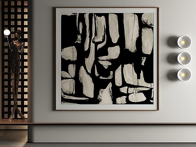 极简玄关 玄关装饰画 肌理画 黑白挂画 沙发背景挂画 端景台挂画