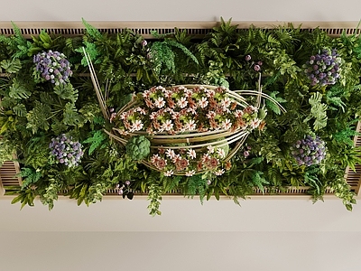 生态艺术风绿植墙 现代绿植吊顶 绿萝吊篮 植物天花 植物吊顶 天花造景