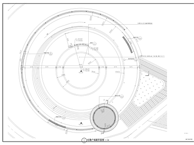 公园文化展示区 红色文化广场 圆形廊架 钢结构廊架 施工图