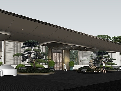 新中式售楼处建筑 小区入口大门 售楼部 示范区 现代风格 新中式风格