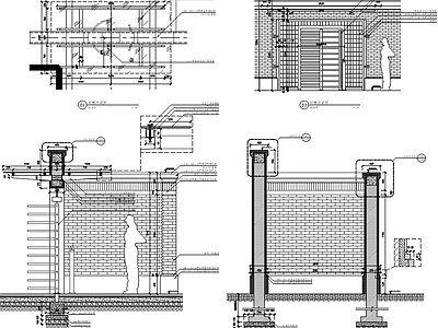 铁艺大门 入户旋转铁艺门 建筑墙体雨棚 单臂外挑玻璃雨棚 入口景墙 施工图