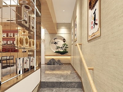 新中式茶叶店 滋补品专卖店 楼梯玄关 中式滋补品店