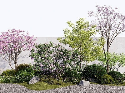 新中式景观植物组合 庭院植物景观 花镜树池 植物堆植物团组 乔木灌木 绿植花草组合