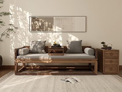 新中式罗汉床 新中式罗汉床 边柜