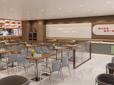 现代简约面馆 面店 佛龛 店铺 餐桌椅