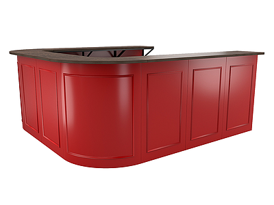 现代简约前台 现代简约吧台 前台 酒吧前台 红色前台