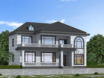 新中式别墅外观 中式自建房别墅