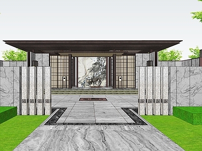 新中式入口大门 展示区入口 入口门楼 中式门楼 入口广场