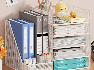 奶油风办公用品 办公桌置物架 摆件 文件夹 书桌 书架