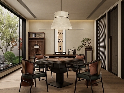 新中式棋牌室 新中式c 侘寂 棋牌室 茶室