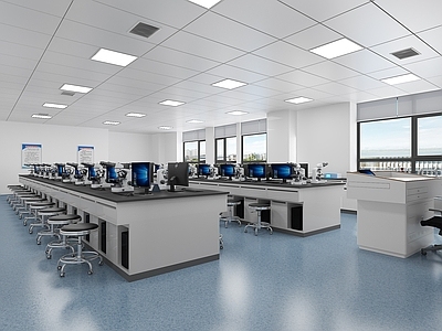 现代简约实验室 实验室 教室 多功能黑板 显微镜