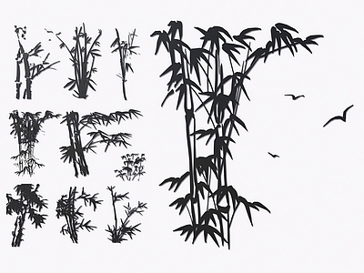 新中式竹子 剪影 现代竹子剪影