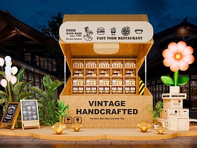 中古风摊位 纸壳箱摊位 纸箱制品摊位 网红集市摊位 模块摊位 户外售卖摊位