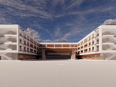现代主义学校建筑 现代学校 架空校园
