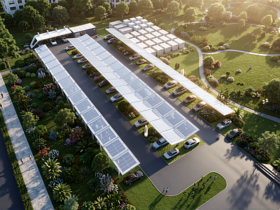 现代主义户外停车场