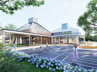 现代简约幼儿园 乡村建筑 儿童乐园 市集