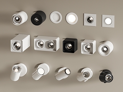 极简筒灯射灯组合 筒灯射灯 明装筒灯射灯