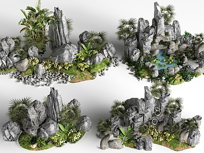 新中式景观庭院小品 假山石头 景石 园林小品