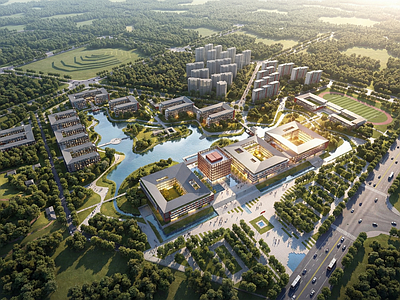 新中式学校建筑 方案投标； 职业学院；