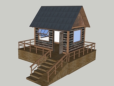 原木风木屋 木屋 茅草屋