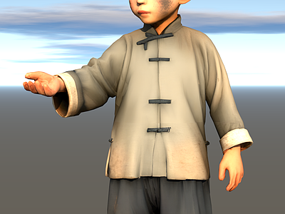 新中式虚拟人物 伸手 站立 小孩 脏小孩 民国