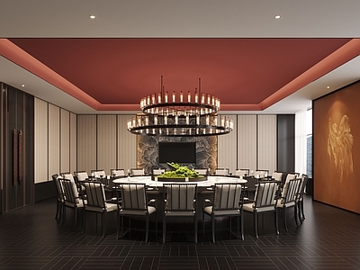 新中式包厢 新中式餐厅包间 包厢 餐桌