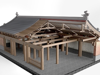 新中式古建 古建筑构架 古建筑拆解 木构架