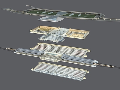 现代主义车站外观 车站剖面