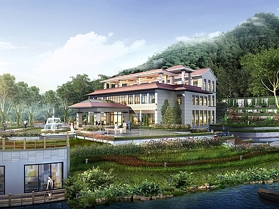 新中式酒店外观 中式会所 现代会所