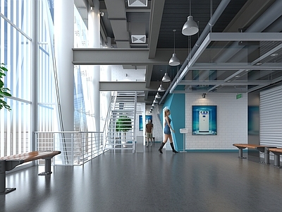 现代简约其他公共空间 地下通道 展馆一角 楼梯连廊 连接过道 大堂通道