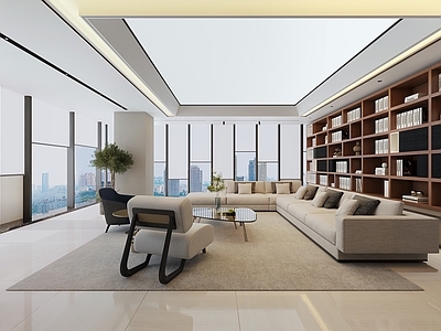 现代简约休息区 200平办公室 材质灯光设置齐全 现代风格