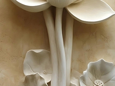 现代其它墙面 石膏墙绘浮雕莲花