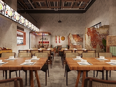 复古工业风中餐厅 中餐馆 特色餐厅