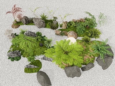 日式枯山水景观石 微地形小品 景石小品 庭院小品