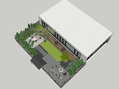 新中式别墅庭院 现代庭院