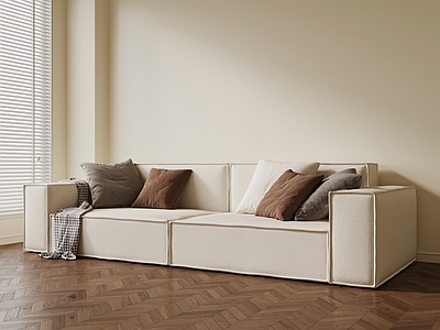 奶油风多人沙发