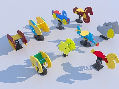 现代简约儿童器材 现代摇摇马组合  儿童器材组合