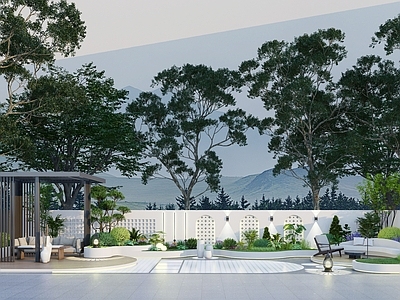 现代简约别墅庭院 现代风格 祭诧风 庭院 花园