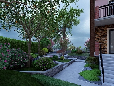 现代庭院风格别墅庭院