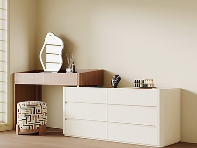 奶油风妆台妆凳