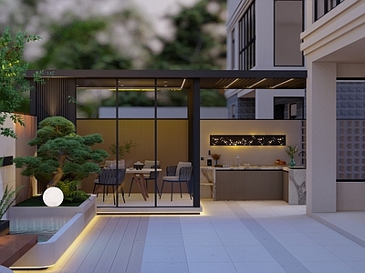 现代简约屋顶花园 现代庭院 花园别墅 现代简约